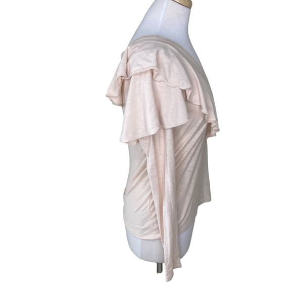 NATION LTD KELSEY RUFFLED ROMANCE TEE Antique Long Sleeve V Neck Small - Picture 7 of 16